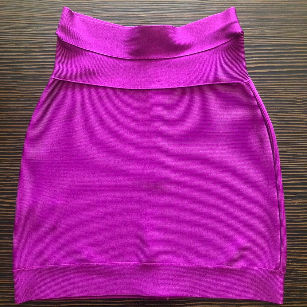 Herve Leger bandage mini skirt fuchsia sz S